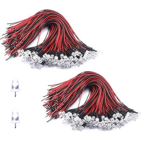 100 pièces de 3 mm LED avec 20cm de câble Diodes LED précâblées 12V Diodes lumineuses précâblées (1/5)