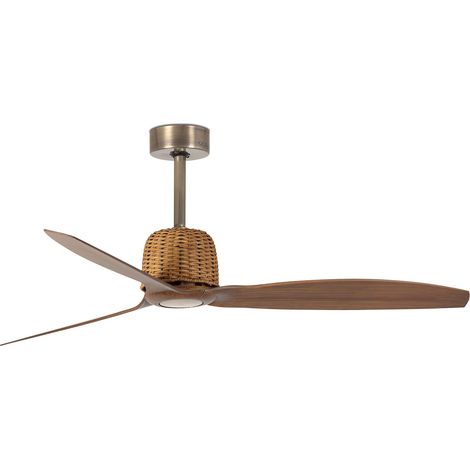 FARO Ventilatore a soffitto in acciaio con 3 pale in ABS colore oro vecchio-noce Ø1280 mm Weaver Fan FARO-33436
