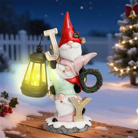 Gnome - Statue Résine Solaire Extérieure - Décoration Jardin Maison - Hauteur 25 cm - Lumineuse la Nuit - Lot de 1 (1/5)