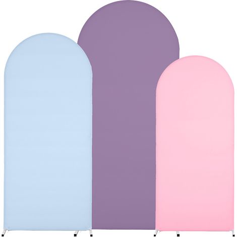 Soavoa Ensemble de 3 Housses d'Arche en Polyester avec Fermeture Éclair, Décoration de Mariage et Fête, Bleu Violet Rose, 4FT 5FT 6FT (1/4)