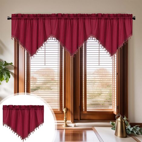 Rideau Frange Perles - Rideau Haut Fenêtre Semi Transparent - Pour Cuisine Salon Chambre 130 x 60 cm - 1 Panneau (1/5)