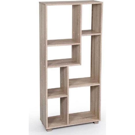 Kaela - Libreria Design Moderna Scaffale 7 Ripiani Rovere Casa Uffici 127x60x24cm 750878 - (1/2)