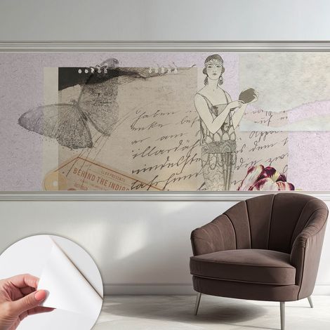 Fotomurale adesivo - parete decorativa - decorazione casa - stile moderno parete - Collage nostalgico 250x104 cm (1/5)