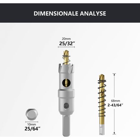 Scie-cloche en carbure de tungstène, coupe-trous TCT. Acier inoxydable et grille métallique sont le choix idéal (20mm) (1/5)