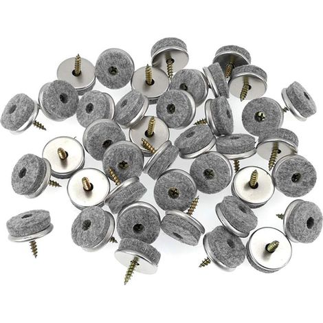 Lot de 40 patins en feutre à visser pour meubles en bois - 28 mm (1/5)