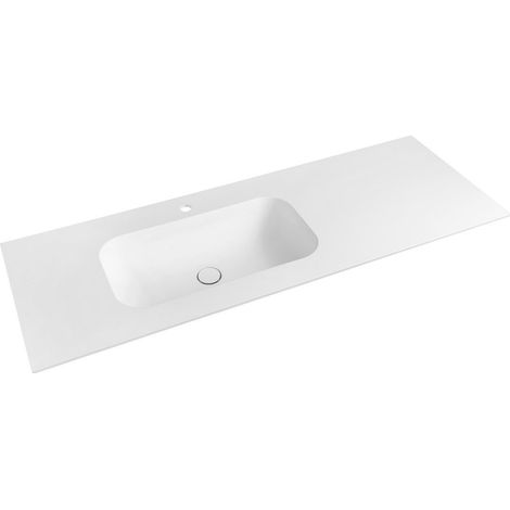 Lavabo TREOS 131,6x51,3 cm (110+20), Rockstone, gauche, blanc mat (1/4)