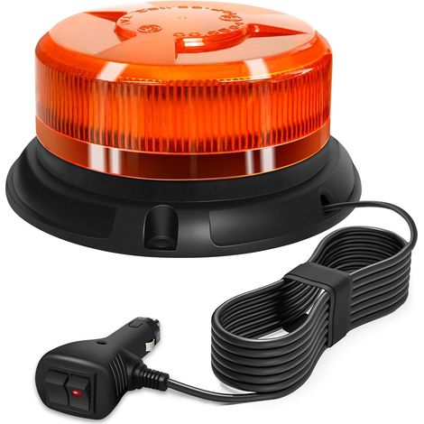 Gyrophare LED 12V-24V orange phare d’avertissement clignotant magnétique 9 Modes de Flash avec pour golf UTV Car Bus avec 3m Câble Prise Allume-Cigare (1/5)