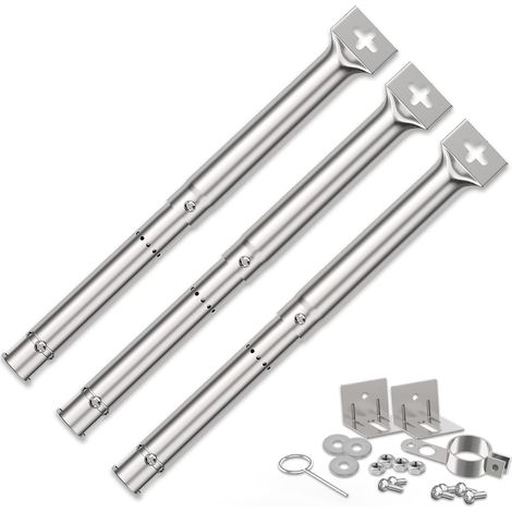 Brûleur Universel 30,8 à 44,9 cm pour FirePlus,Char-Broil,Brûleur réglable Pièces de Rechange,Barbecue au gaz Universel Brûleurs de Tube réglables pour,Cosmo Grill et Autres modèles de Grils (3PC)