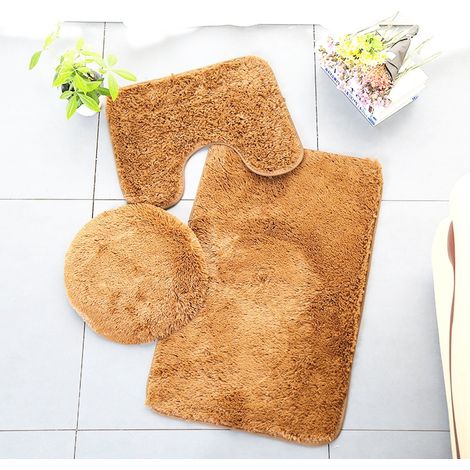 Tapis De Salle De Bain - Set 3 Pièces Tapis De Baignoire Contour Et Couvre-Réservoir En Microfibre Non Glissant Avec Dos En Caoutchouc - 50x80 cm 40x50 cm 37x41 cm (1/4)