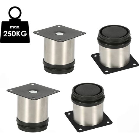 Randaco 4X Muebles Piernas 15CM Acero inoxidable Sofá Pierna Soporte Ajustable Armario Pierna Sofá Piernas Piernas Cama