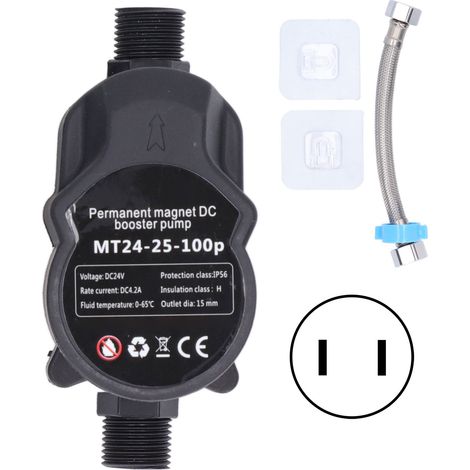 Pompe de surpression automatique 24VDC 100-240V prise US, montage mural, pour douche, recirculation d'eau, rehausse pression (1/5)