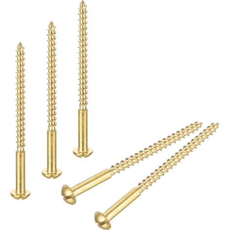 50 Pcs Vis À Bois M4 x 60mm À Tête Ronde Fendue En Cuivre (1/5)