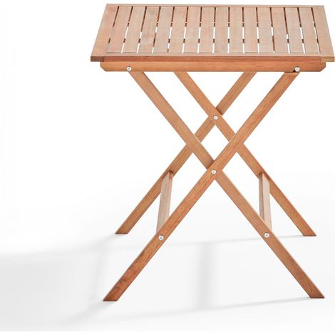 Oviala – Table bistrot pliante carrée en bois d'eucalyptus FSC – 2 à 4 places – Dimensions 70x73x70 cm – Idéale pour balcon et terrasse