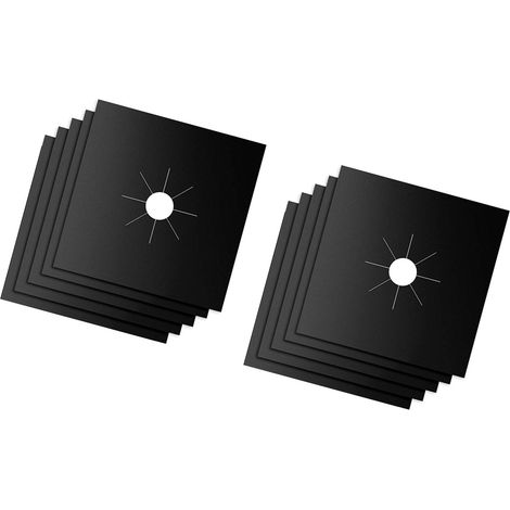 Lot de 10 housses de protection pour cuisinière à gaz, épaisseur 0,2 mm, imperméables, réutilisables et résistantes à la chaleur, en fibre de verre noire. (1/5)