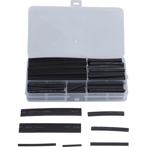 Kit de tubes thermorétractables, 170 pièces, isolation en polyéthylène, ensemble d'assortiment de fils électriques (1/5)