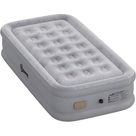 Matelas gonflable individuel avec pompe électrique intégrée, prêt en 3 minutes, surface floquée. (1/5)