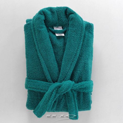 Douceur D'Intérieur – Peignoir mixte en éponge 100% coton – Grammage 500 g/m² – Lavable en machine – Confort luxueux – Coloris vert émeraude (1/6)