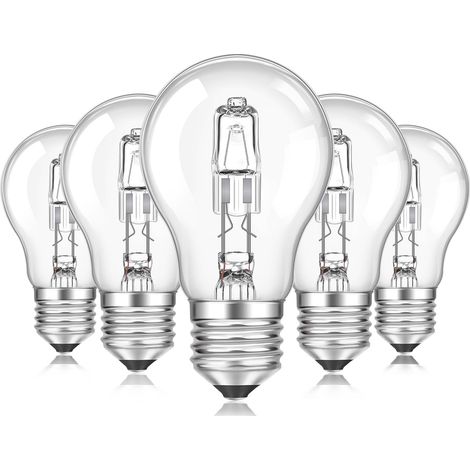 Ampoule LED E27 A55 dimmable, AC 220-240 V, blanc chaud 2700 K, ampoule transparente pour plafonnier, lampe de bureau, applique murale, lampadaire – Lot de 5 [Classe énergétique G] (1/5)