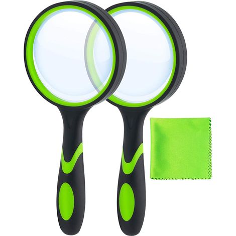 2 loupes incassables, loupe 4x, grande loupe de 2,95 pouces (verte)