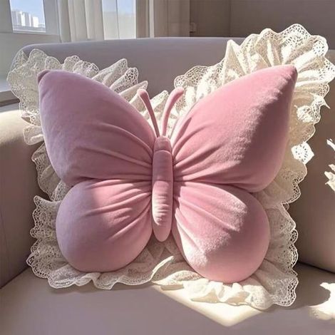 Coussins décoratifs à motif papillon - fauteuils ou lits coussins lombaires en velours doux - coussins décoratifs en forme de papillon (1/5)