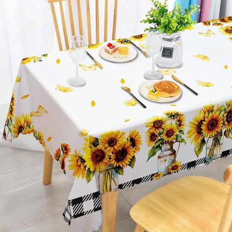 Rechteckige Tischdecke 140x300 cm, wetterfest, Sonnenblumen-Muster