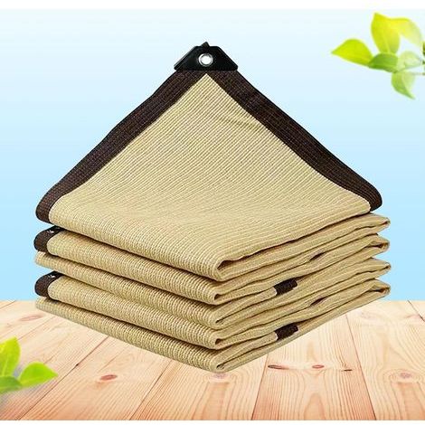 Bleosan – Voile d'ombrage rectangulaire 6x4m – Toile en polyéthylène haute densité – Taux d'ombrage 90% – Résistant aux UV et à l'usure – Beige (1/5)
