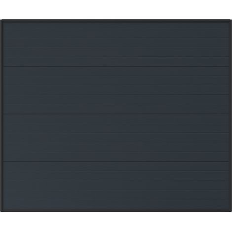 Vente-Unique – Porte de garage sectionnelle motorisée 254 x 218 cm – Acier galvanisé rainuré anthracite – Ouverture verticale – Éco-responsable fabriqué en Europe