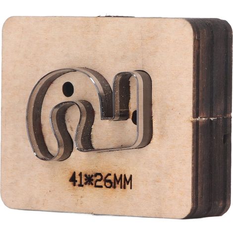 Ausstechform aus Metall mit Holzsockel, Hohlstempel, Locher für Lederbastelarbeiten, 41 x 26 mm (1/5)