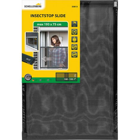 Mosquitera Schellenberg Antracita Aluminio Extensible Con marco Fibra de Vidrio 75 x 100 cm