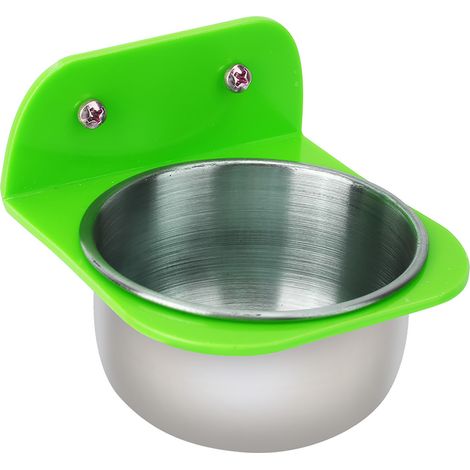 Bol portable en métal pour nourrir et abreuver les oiseaux et autres animaux de compagnie (vert) (1/5)