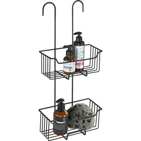 Wenko MILO scaffale da doccia 2 livelli nero 55x25x14 cm (1/5)