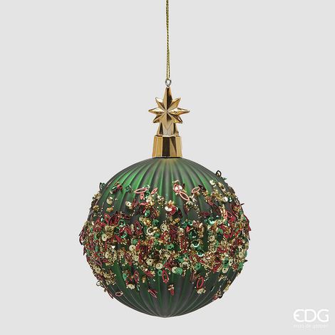 EDG Enzo De Gasperi Addobbo Palla Mille Perle di Natale D 10 Cm Green