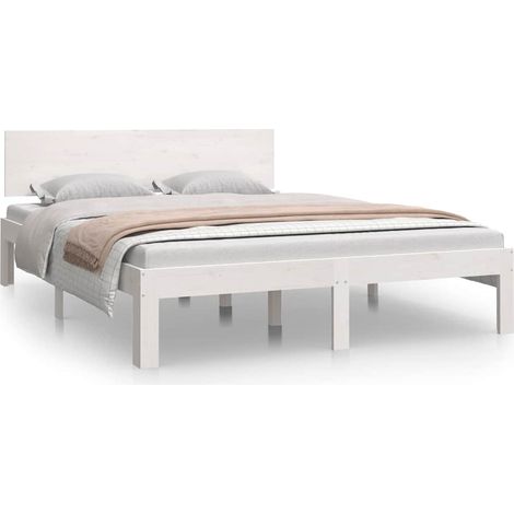 Maison Exclusive - Estructura de cama doble sin colchón blanco 15 (1/5)