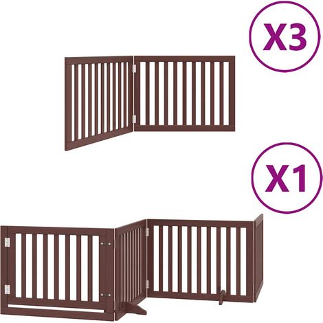 Barrière pour chien Barrière de sécurité porte pliable 10 panneaux bois de peuplier CFW68833 (1/5)