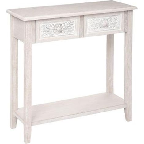 Console Design 2 Tiroirs "Hina" 80cm Blanc (1/5)