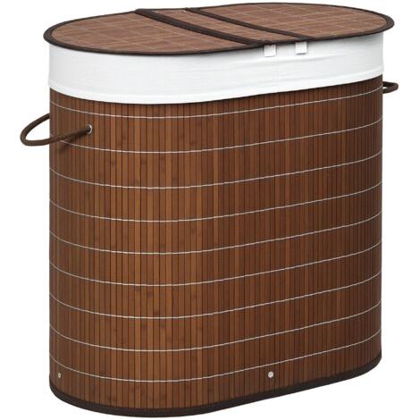BUNTHAUS Panier à linge, capacité 100 L, couvercle amovible, 38 cm x 38 cm x 57 cm, marron