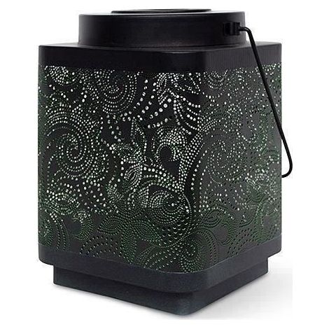Lanterne solaire - GARDEN ID Attract - Vert 16 x 16 h23 cm - 6 à 8h autonomie - Mobile - Bouton on/off.