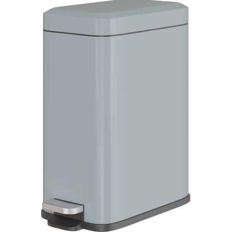 Poubelle en métal avec pédale, capacité 5 L, intérieur amovible, gris (1/5)