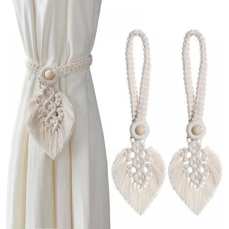 (Beige)2 Pieces Bohemian Leaf Curtain Tiebacks Curtain Accessories Decoration for Living Room Home Bedroom Bathroom, Indoor and Outdoor (1/5)