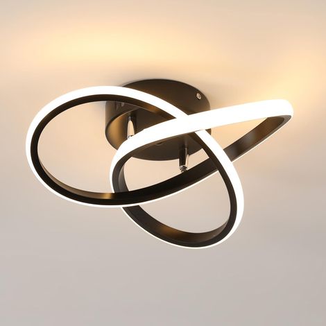 GOECO LED Ceiling Light 30W Modern Design Warm White 3000K Ceiling Lamp for Living Room Bedroom Dining Room Office Black Diameter 30cm (1/5)