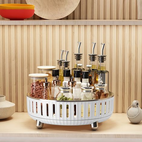 Plateau Tournant - 28 cm - Organisateur Rotatif pour Cuisine Salle de Bain et Vanity - Bac à Snacks avec 5 Compartiments - 1 Pièce (1/5)