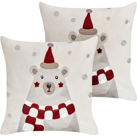 Dekokissen 2er Set JELLIES Samtstoff 45 x 45 cm Cremeweiß