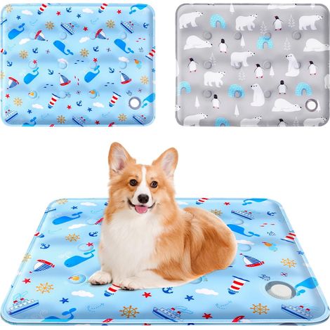 2pcs Tapis Rafraichissant pour Chien et Chats Tapis Refroidissant, Plus Durable Mise Compagnie Matelas Refrigerant, Auto-refroidissant Gel Non-Toxique t-apis Refroidissement, 40  50cm (1/5)