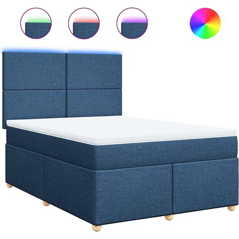 Maison Exclusive - Sommier à lattes de lit avec matelas Bleu 140x190 cm Tissu (1/5)