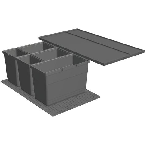 Ninka eins2vier Set KB 900 Abfallsammler, Mülltrennung Recycling Abfallbehälter, saubere Trennung, Kunststoff dunkelgrau, für Schubkasten 600 mm, 2x6/2x13,5/1x21 Liter