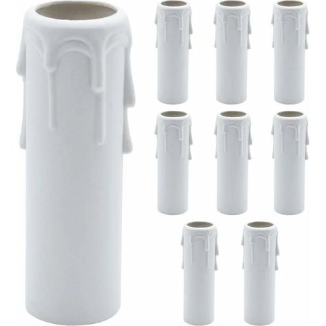 Paquet de 9 bougies gouttes gouttes en plastique couvre les tubes pour lustre lumière pendants luminaires blanc (1/4)