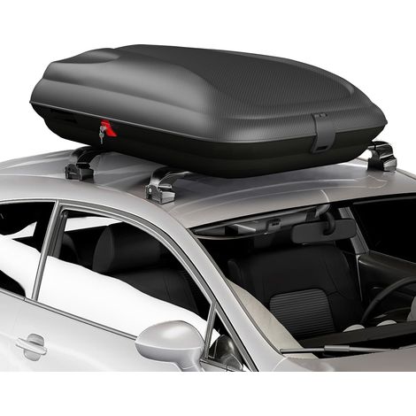 COSTWAY Box da Tetto per Auto XL, Baule Tetto Universale Rigido Impermeabile Super Resistente in Fibra Carbonio e Metallo, Portapacchi per Auto con Chiavi, Capacità 50 kg (132 x 77 x 31 cm)