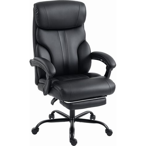 HOMCOM Sedia Ufficio Ergonomica Reclinabile 165° con Poggiapiedi, Nero (1/5)