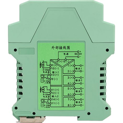 Isolateur de signal DC 2 entrées 4 sorties, transmetteur de courant 4‑20mA, conditionneur de signal pour détection PLC, alimentation 24V (1/5)