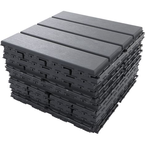 30 pièces de dalles de terrasse emboîtables, dalles de sol imperméables et drainantes en PP, 30 x 30 cm, pour terrasse (1/5)